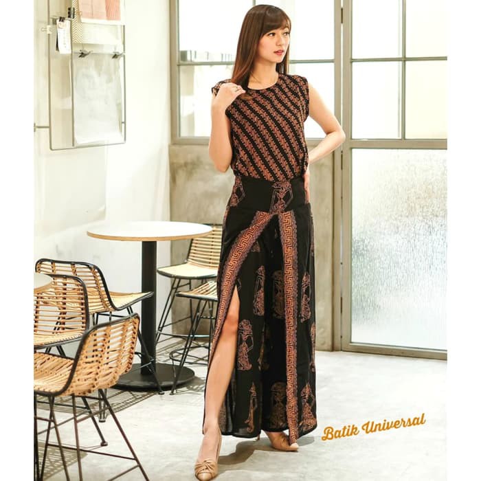 Dijual Setelan Batik Wanita Tank Top Parang Bulat & Celana Kulot Wayang Sogan - SETELAN Murah