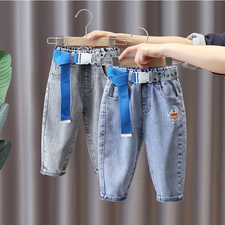 NEW Celana panjang jeans anak import motif doraemon