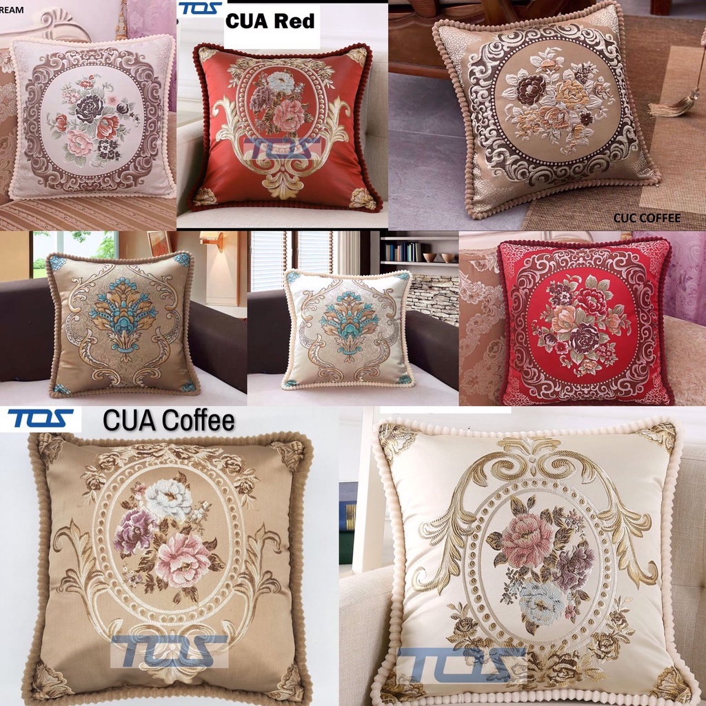 sarung bantal sofa premium/ sarung cushion sofa eropa mewah sulam bludru/ bantal kursi ruang tamu/ european cushion cover/ sarung bantal eropa / sarban elegan / sarban motif bunga bordir/ royal floral cushion