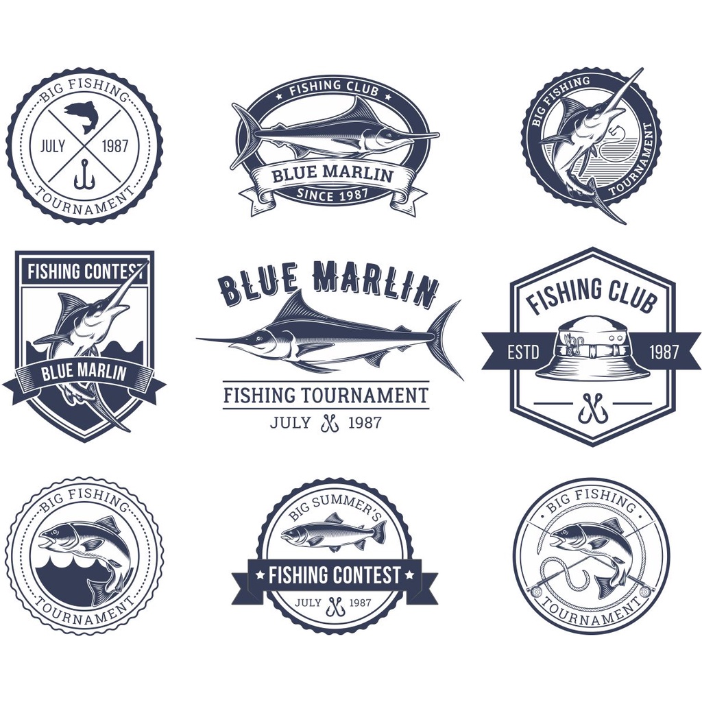 Fishing Club Logo Set Vector - Coreldraw