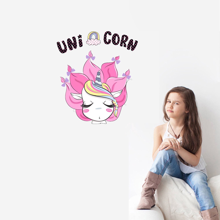 INS Style Unicorn Removable PVC Wall Art Sticker for Home Decoration Improvement