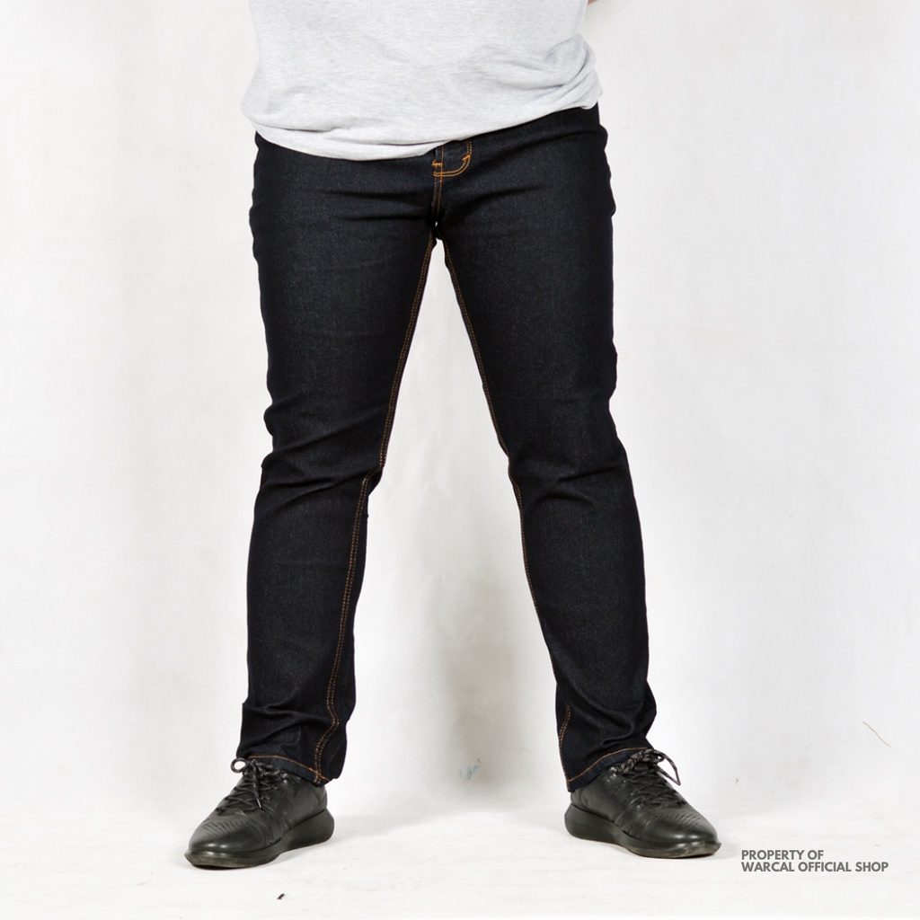 Jeans Panjang BIGSIZE Pria Jumbo Slimfit Melar Bahan Karet Blueblack