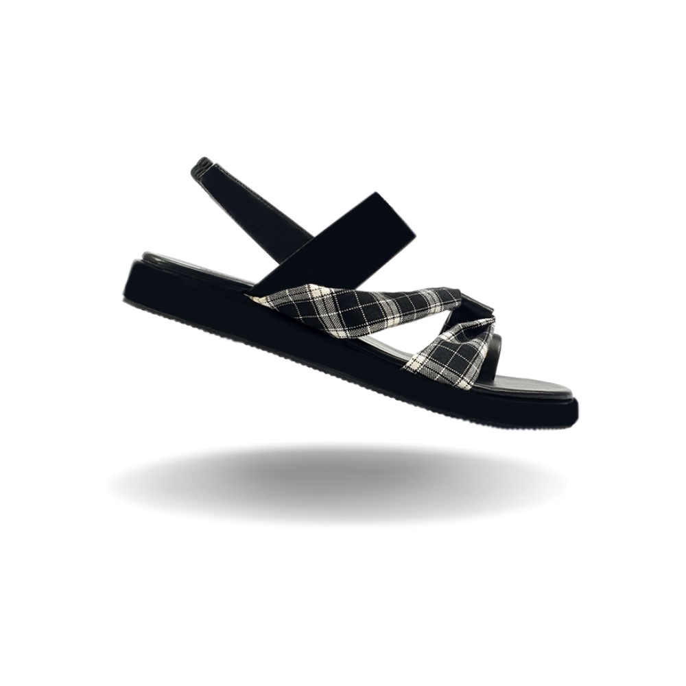 Sandal Tali Wanita Velonesia Slip Sandal Platform Wanita Sandal Wanita Tali Belakang - Kanna-HITAM