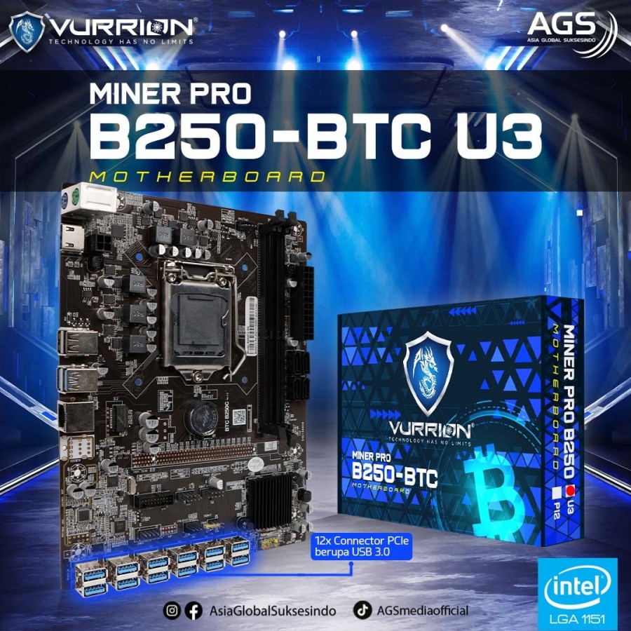 MOTHERBOARD VURRION Mobo MinerPro B250-U3