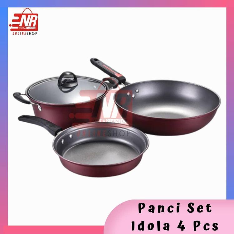 Panci set idola 4pcs / cookware set idola / panci set anti lengket / panci set teflon / panci teflon