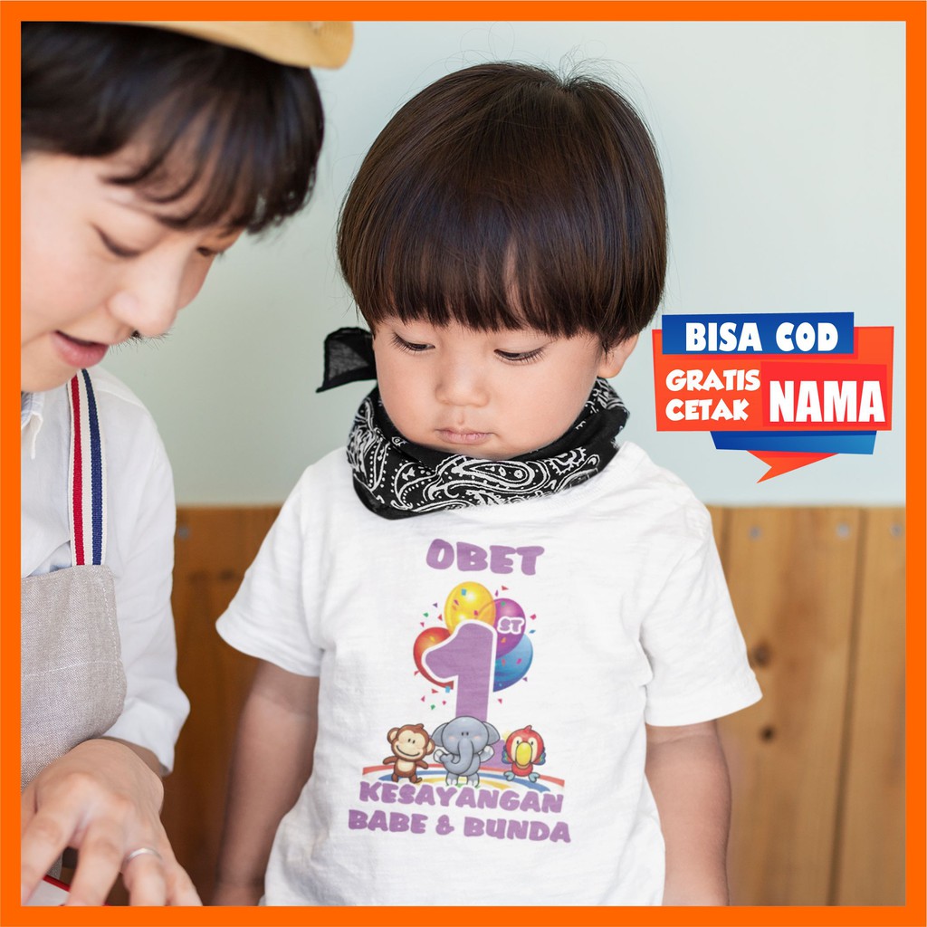 Baju Kaos Ulang Tahun Ultah Birthday Anak Cewek Cowok BABA LILI TATA Gratis Cetak Custom Sablon Nama
