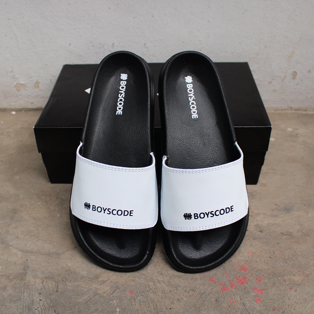 Sendal Slide Pria Distro Boyscode Mid Word Original Hitam / Slip On Pria / Sendal Selop