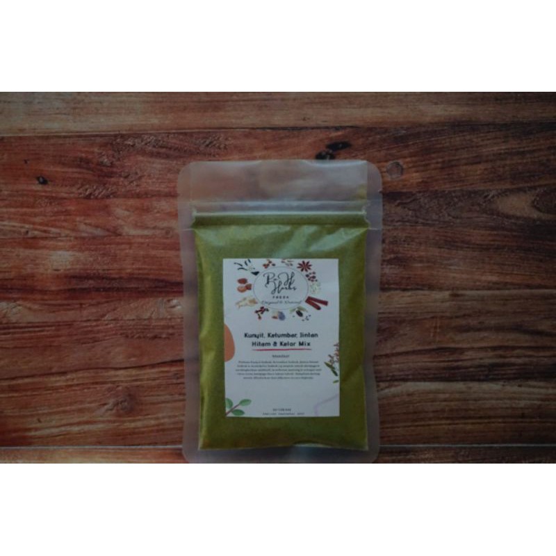 

Kunyit, Ketumbar, Jinten Hitam, Daun Kelor Bubuk Mix