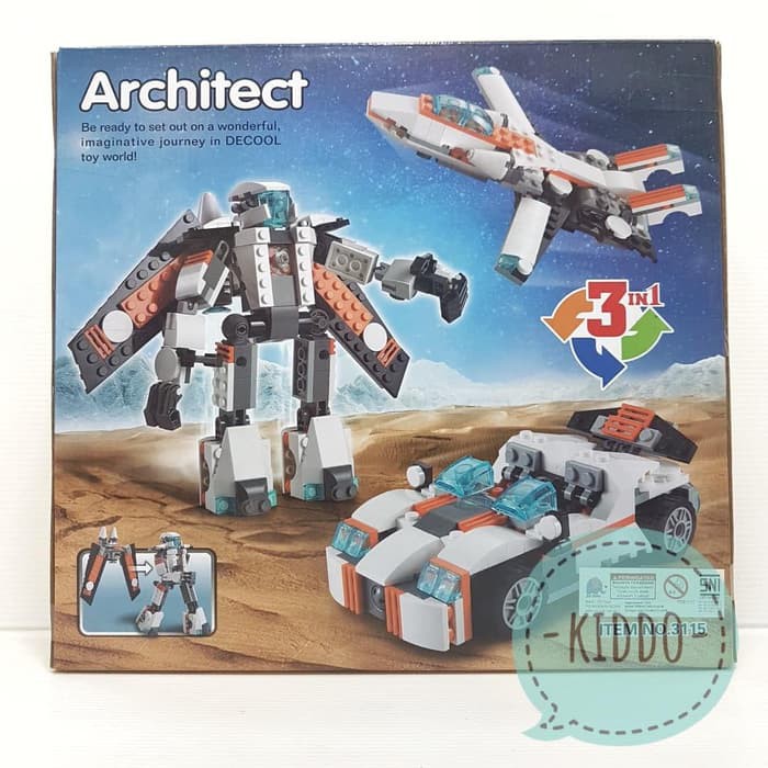 Lego architect 3 in 1 - pesawat robot dan mobil