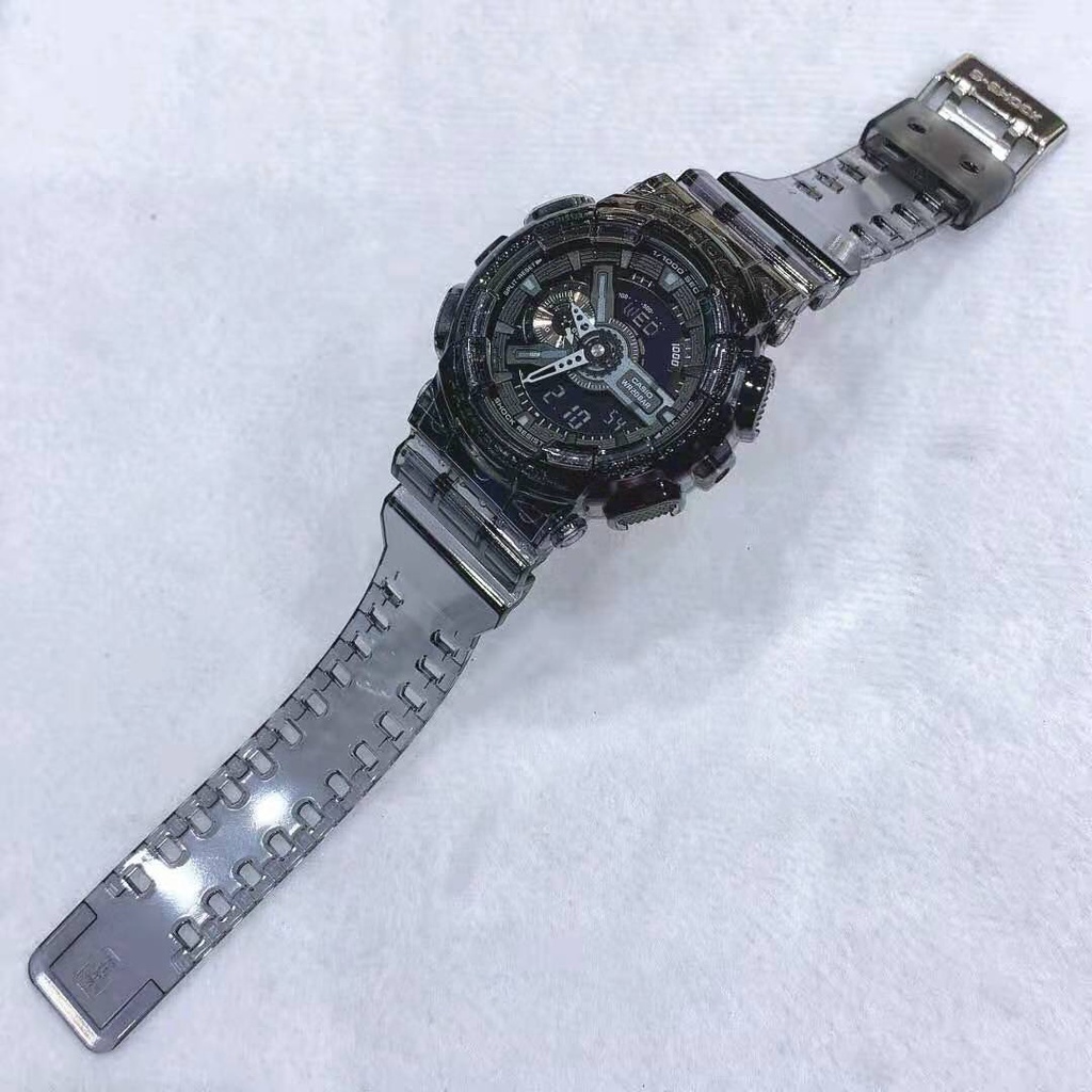 Jam Tangan Pria Bening Gaya Tali Bening G shockGA110 Asli BM Kotak Penuh Kaleng + Kantong Kertas Tahan Air