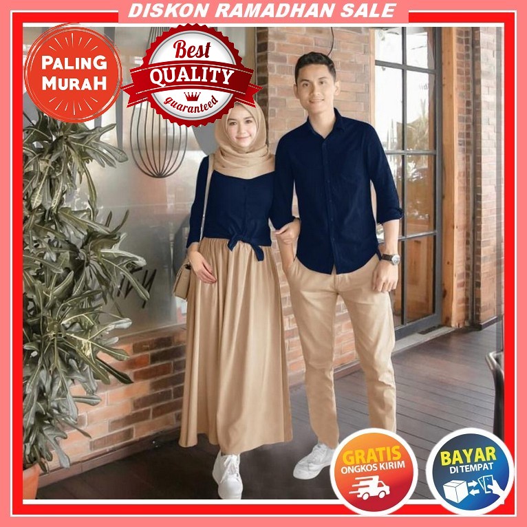 Aqeela Couple Nadheera Luxury Gamis Kemeja Pasangan Gamis Couple Pasangan Baju Gamis Lebaran Couple 
