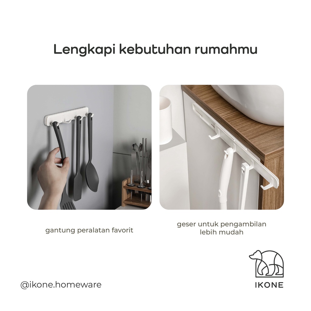 【IKONE】GANTO Gantungan Serbaguna 4 Kait Hangers Gantungan Baju Gantungan Peralatan Dapur Gantungan Kamar Mandi Sikat Hook Baju dan Tas Gantungan Handuk Belakang Pintu