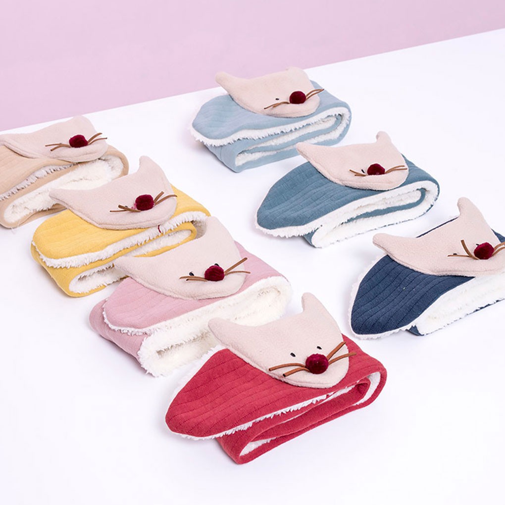 Scarf Katun Hangat Anak Laki Laki Perempuan Gambar Kartun Rubah Untuk Musim Dingin