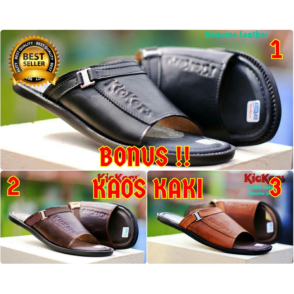 SANDAL PRIA KICKERS SLOPE KULIT SAPI ORIGINAL TERBARU