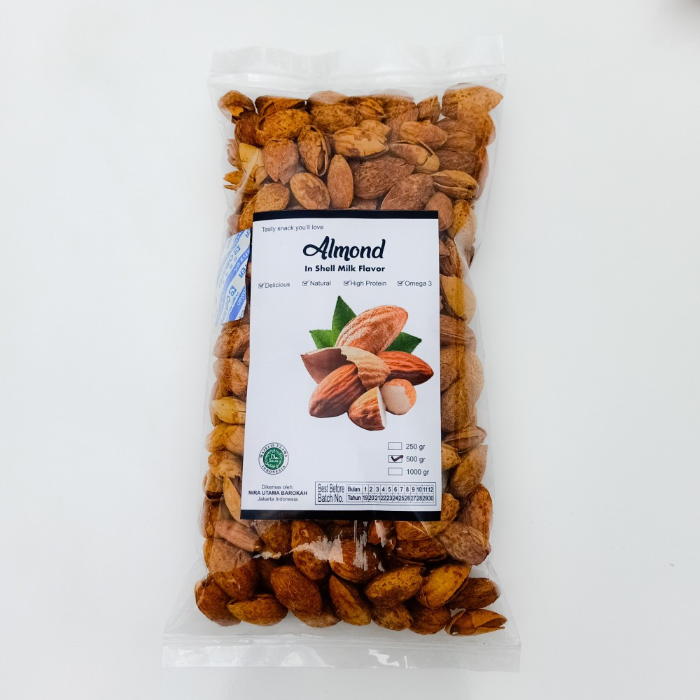 Almond Roasted 500 gr ( Kacang Almond Almon Panggang ) In Shell USA Premium Quality The Latest