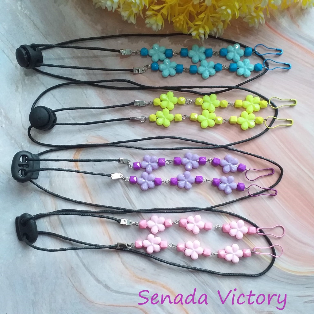 Senada Victory Kalung Masker Mutiara Bunga Warna 2 IN 1 Konektor Adjustable SVTK002