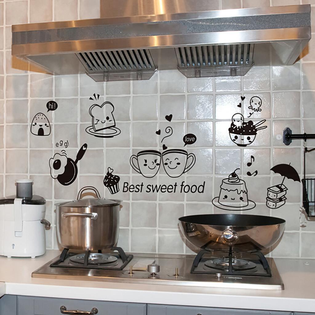 Dapur Stiker Dinding Kopi Makanan Manis Kulkas Hiasan Dinding Dekorasi Stiker Dekorasi Ruang Makan