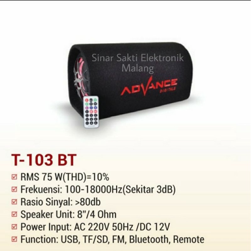 Speaker Advance T103BT Aktif Bluetooth Multimedia USB Mobil T103 BT Bisa Colok Mic Karaoke