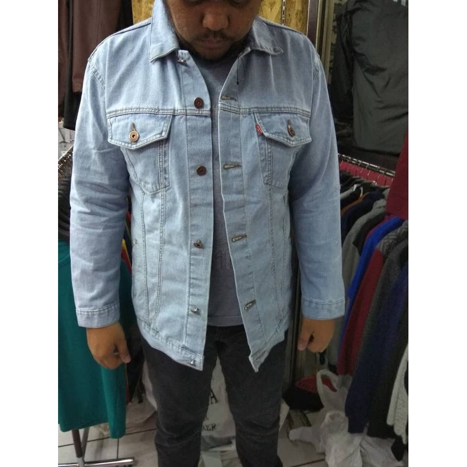 JAKET JEANS BIG SIZE COWO C5V0 JAKET PRIA PINOCHIO Coat Hitam Mantel Cowok Fleece Tebal Winter