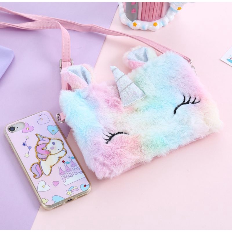 Tas slempang Boneka Unicorn / Tas sling unicorn muat hp android