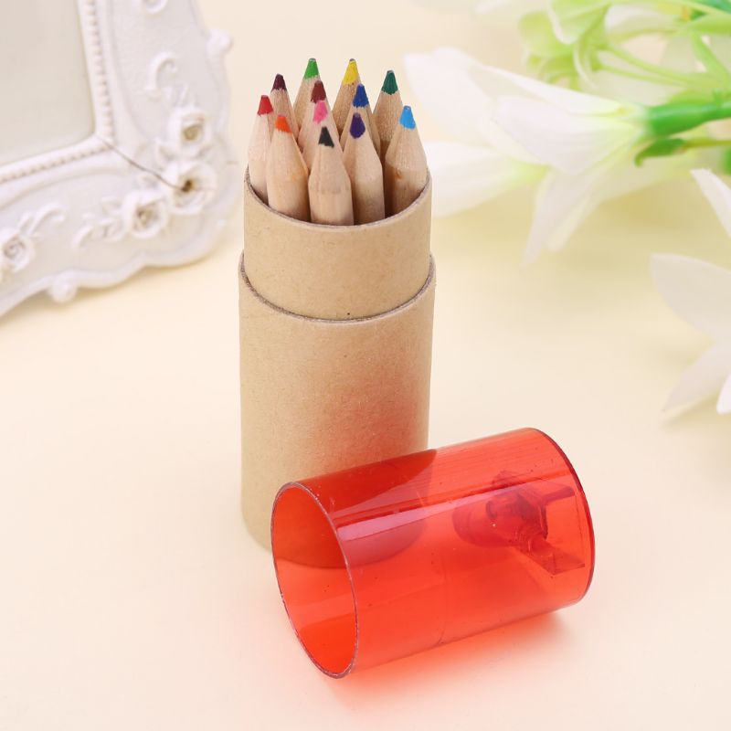 Mary 12Pc 12warna Lukisan Tulis Pensil Untuk W/Sharpener Mini Anak Lucu