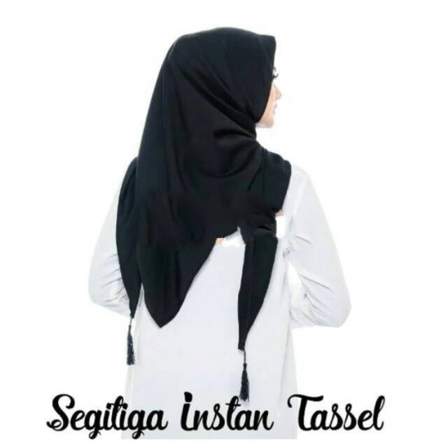 Hijab Kerudung Segitiga Instan Tassel Instant Jambul  Diamond Crepe