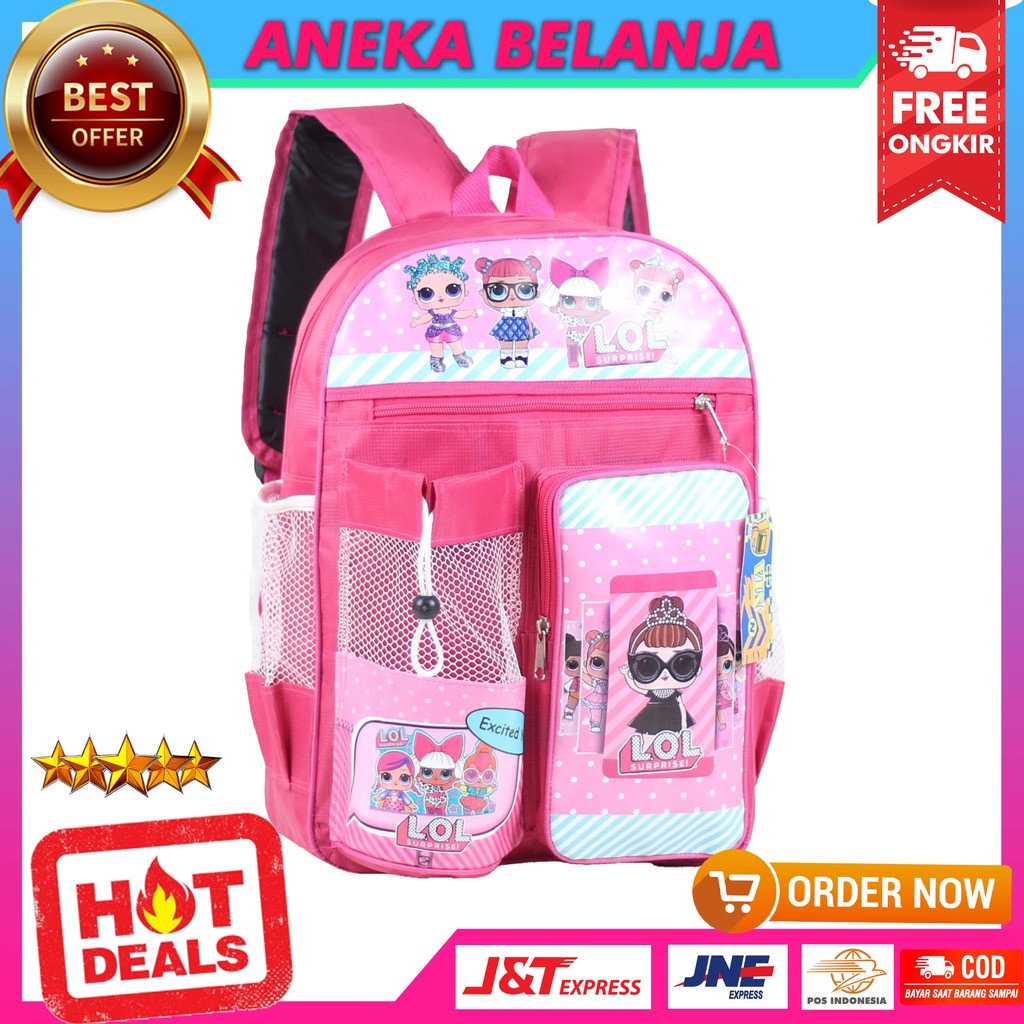 TAS ANAK RESLETING ATAS MOTIF LOL PINK RANSEL SEKOLAH ANAK KARAKTER MURAH MULTIFUNGSI BERKUALITAS