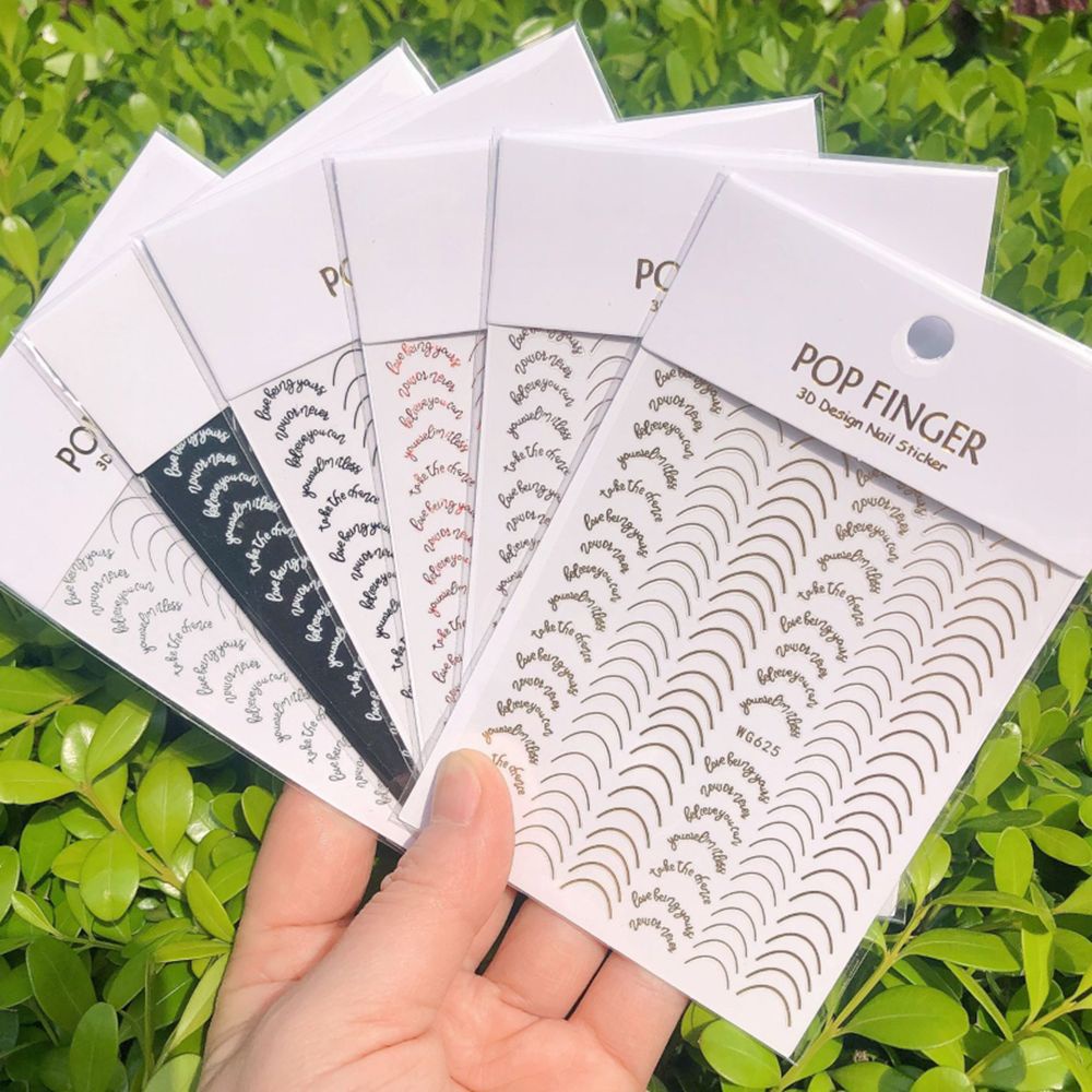 Stiker Kuku Motif Garis Geometri 3D Warna Rose Gold Untuk Manicure