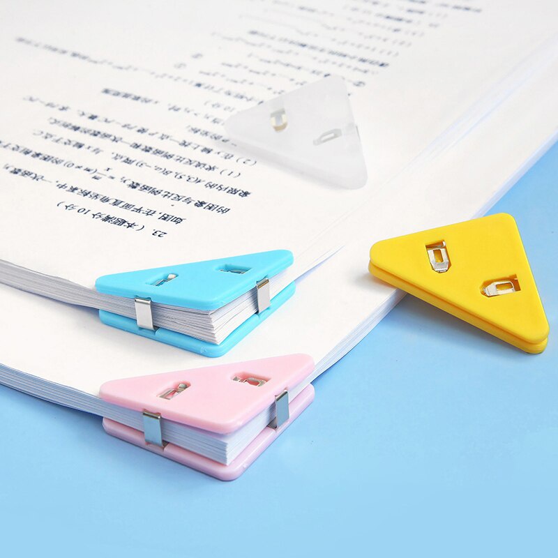 5pcs/pack Colored Plastic Book Paper Corner Binder Clips for Desk Storage Shelf Office Desktop Organization