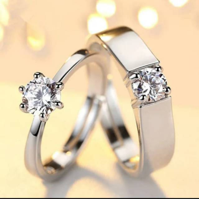 Cincin Couple Silver 925 Swarovski