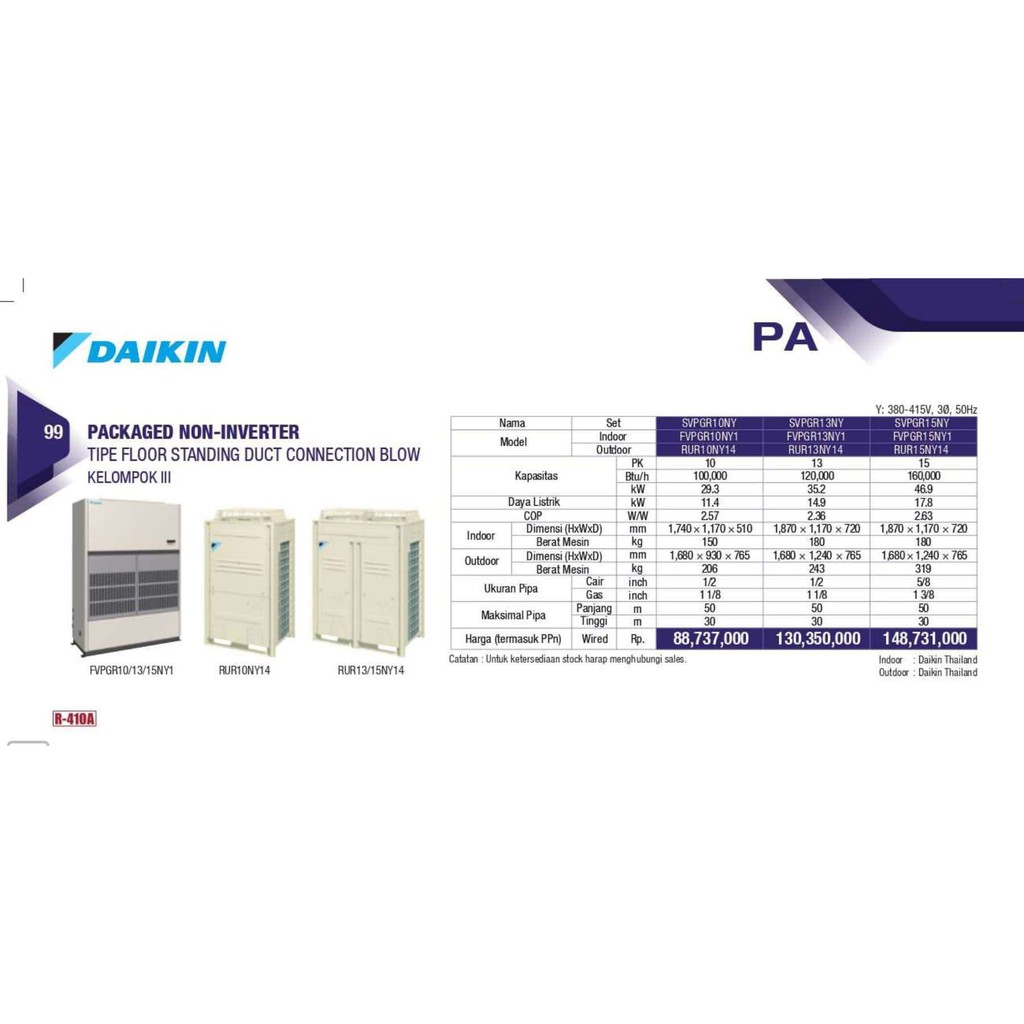 AC DAIKIN 10pk 10 pk 13pk 13 pk 15pk 15 pk tipe Floor Standing (Wired)