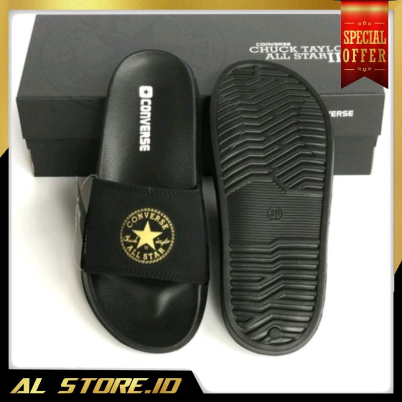 Sandal Slop Converse12 V2 Black Gold Pria Wanita Distro/Sandal Slide Converse12 V2 Black Gold Pria W
