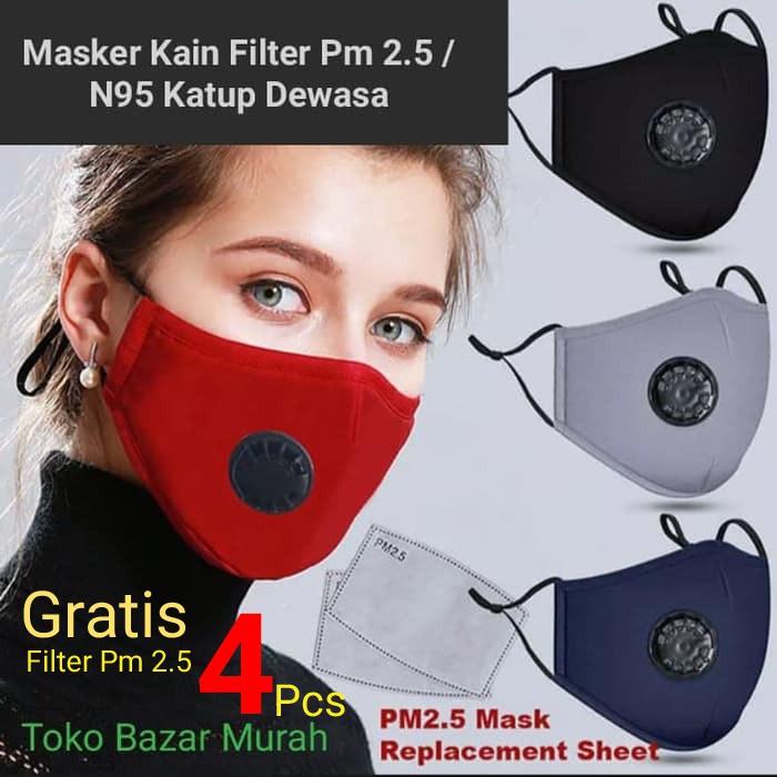 Masker kain Filter Katup Pm 2 5 N95 Dewasa bisa di cuci Hepa Filter