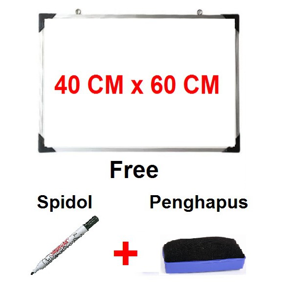 

Papan Tulis White Board 40x60cm Free Spidol dan Penghapus