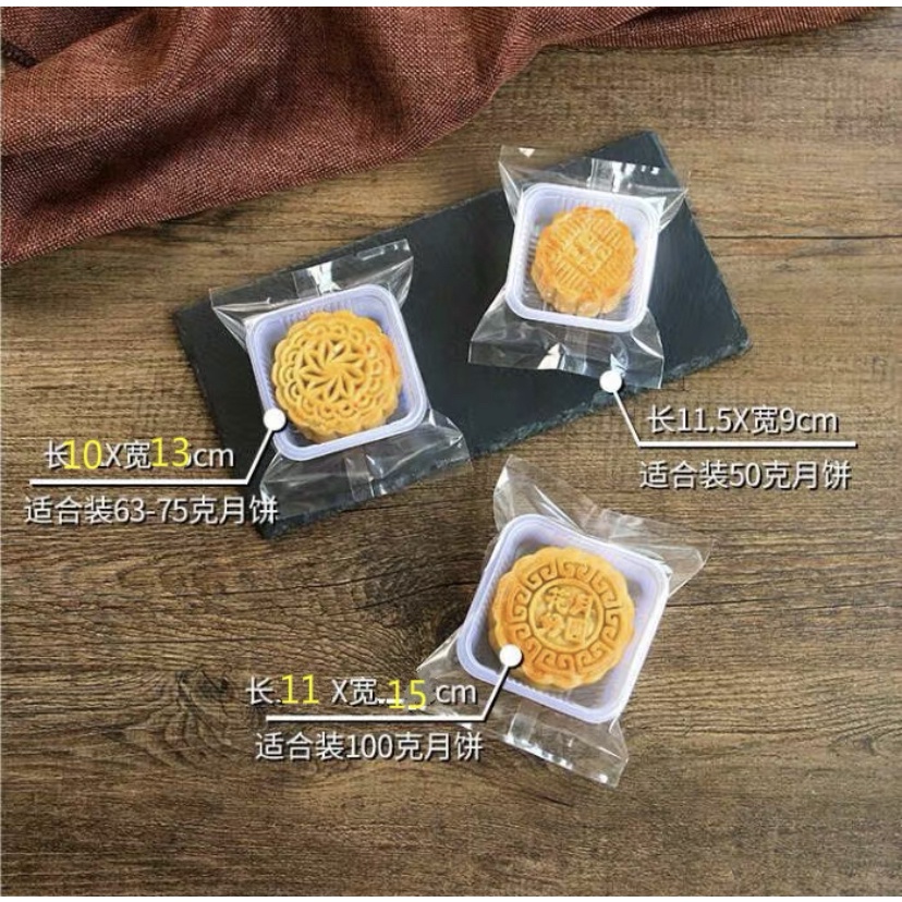 100 pcs SC Polos Transparant Plastik bening Kue kering hot sealer plastik permen cookie moon cake yue bing kue bulan pia pia mangkok GROSIR PAK GEDE