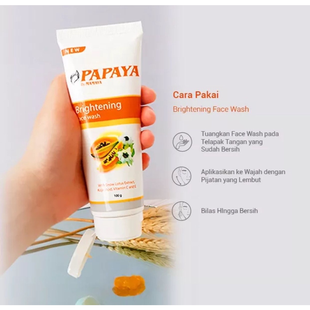 MAMAYA PAPAYA BRIGHTENING FACE WASH 100GRAM PAPAYA ANTI ACNE FACE WASH 100GRAM BPOM RESMI BERSERTIFIKASI HALAL