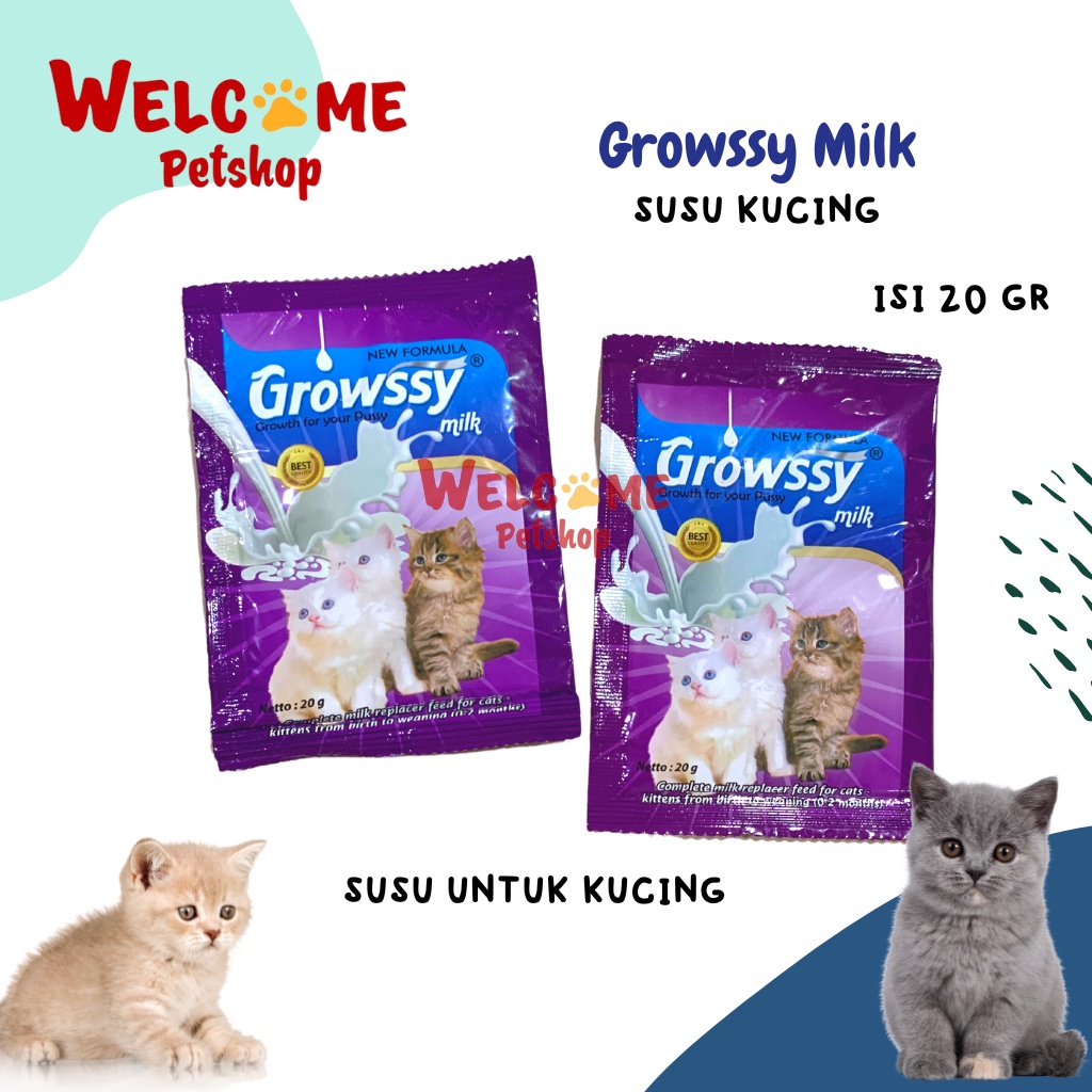 Growssy Milk Susu Kucing 1 Sachet Kitten Anak Kucing Milk 20gr