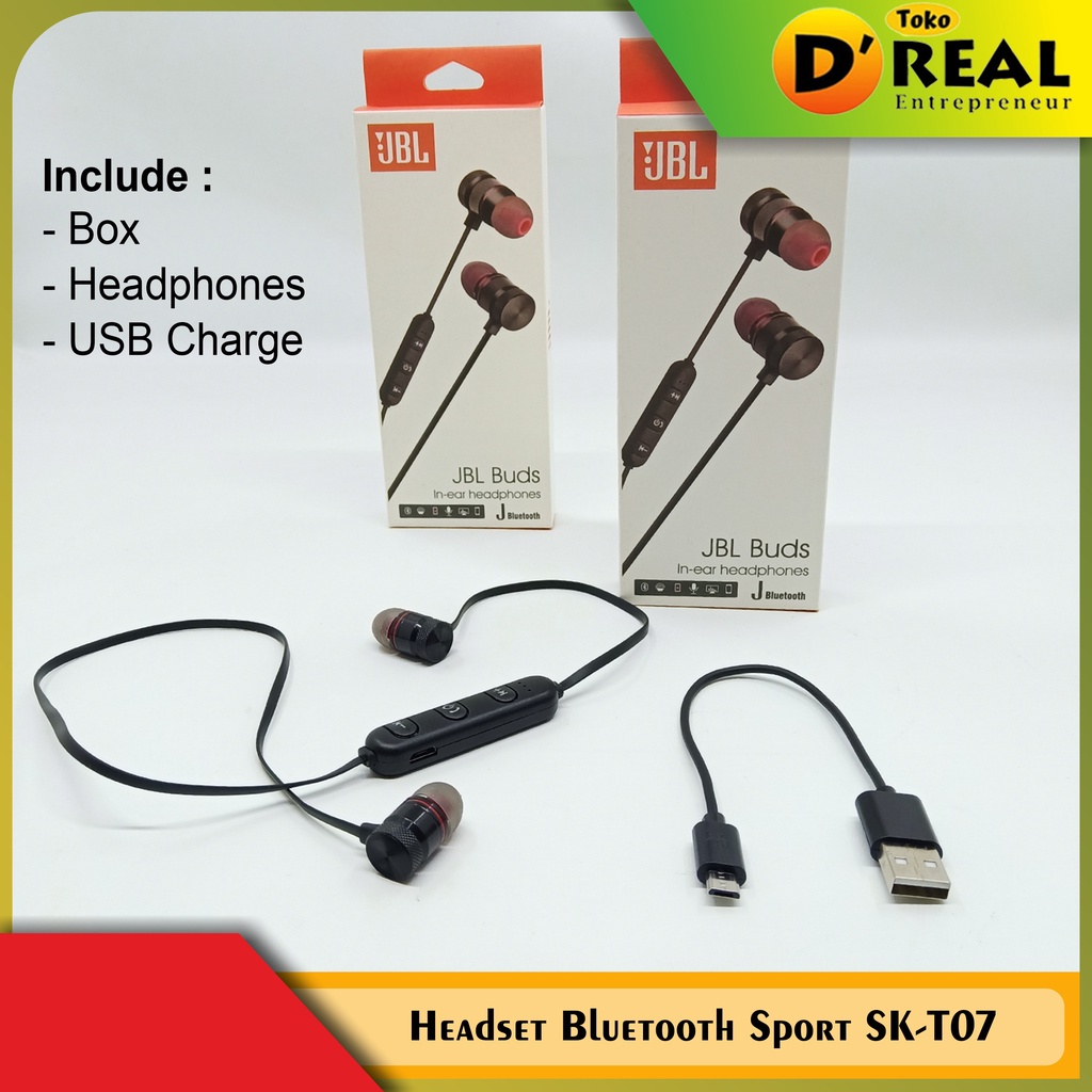 Handsfree Headset Earphone Bluetooth Sport SK-T07 / Headset Bluetooth Murah Berkualitas