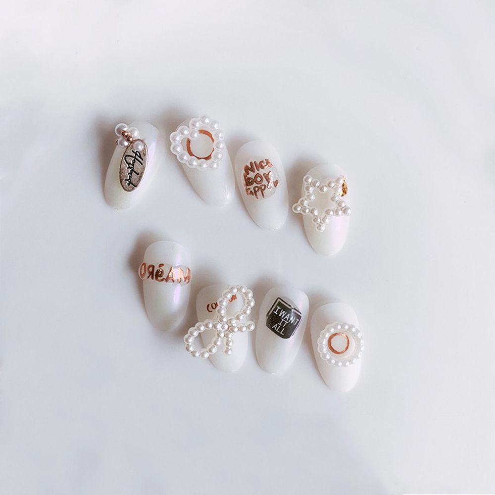 MXBEAUTY Nail Art Berlian Imitasi Indah Flash Berongga Busur Hewan Mutiara Ornamen Beruang Perhiasan Nail Art DIY