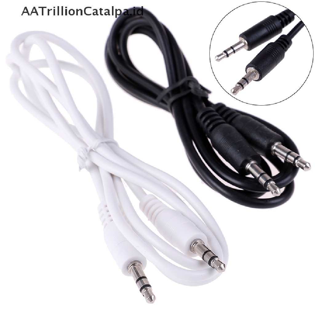 Aatrillioncatalpa 1Pc Kabel aux audio stereo 3.5mm male Ke male Panjang 1m Untuk Mobil