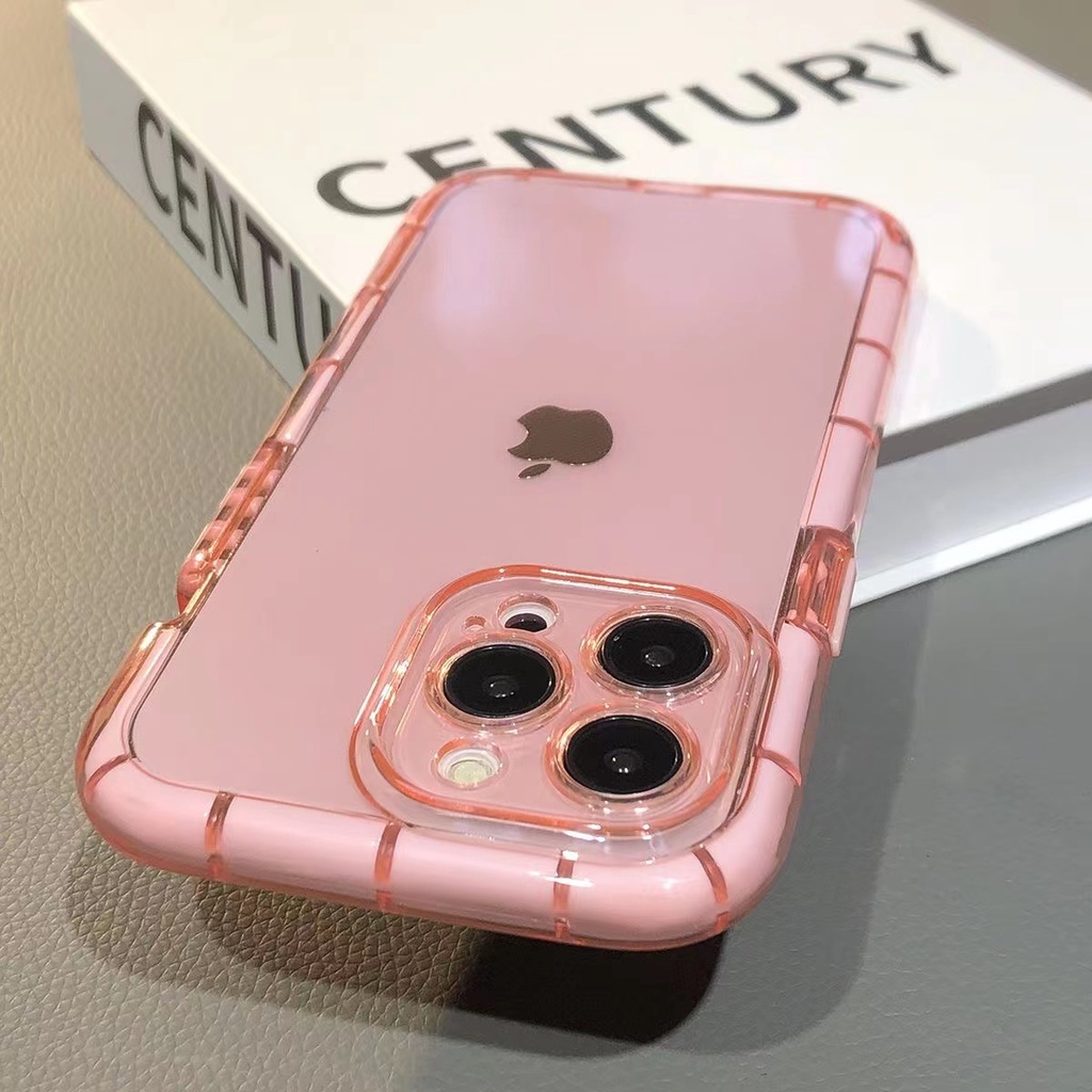 Casing IPhone 11 12 13 14 Pro Max X XS XR 7 8 Plus Transparan Elastis Warna-Warni