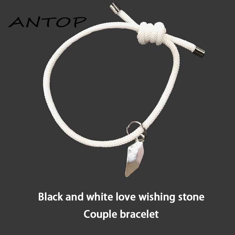 2 Pcs Gelang Couple Magnet Mahnet Hitam Dan Putih Cinta Batu Persahabatan Aksesoris ANTOP