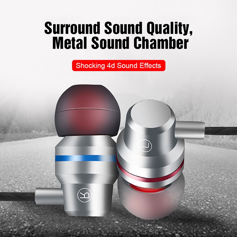 Earphone In-Ear Subwoofer Hifi 4d 3.5mm Bahan Metal Dengan Mikrofon Untuk Smartphone