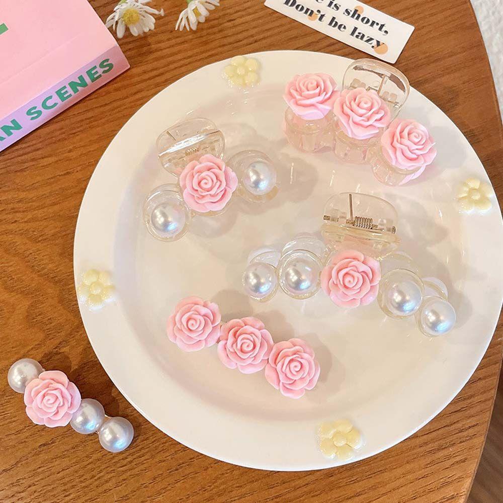 Agustina Camellia Jepit Rambut Temperamen Manis Mutiara All-match Gadis Vintage Gaya Korea Hair Clip