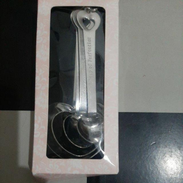 Sendok Takar Stainless Pink Love Measurement Spoon Souvenir Import Wedding Perlengkapan Dapur