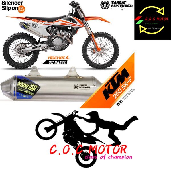 Barang SLIPON SILENCER KNALPOT NORIFUMI ROCKET 4 SS ORIGINAL KTM 250 SX-F ASLI ORI SLIPON SELENCER
