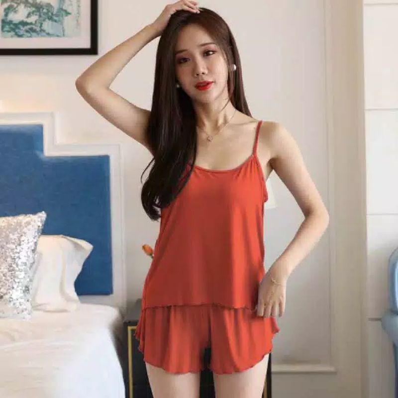 SETELAN TANK TOP | SETELAN PIYAMA WANITA MODEL TANK TOP + CELANA PENDEK WARNA POLOS