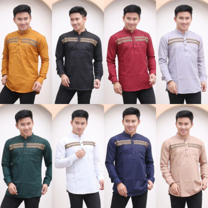 ATASAN BAJU KOKO FF LENGAN PANJANG PRIA COWOK POLOS ABU MUDA MERAH MARUN MAROON HIJAU BOTOL DARK GRE