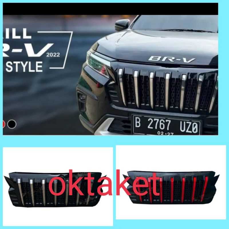 grill depan Honda BRV 2022 model Prado Hitam List merah &amp; chrome