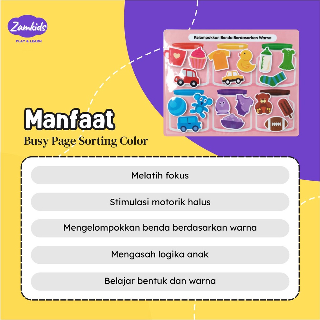 Permainan Edukasi Busy Page Sorting Color Mainan Kreatifitas Anak Dan Balita By Zamkids